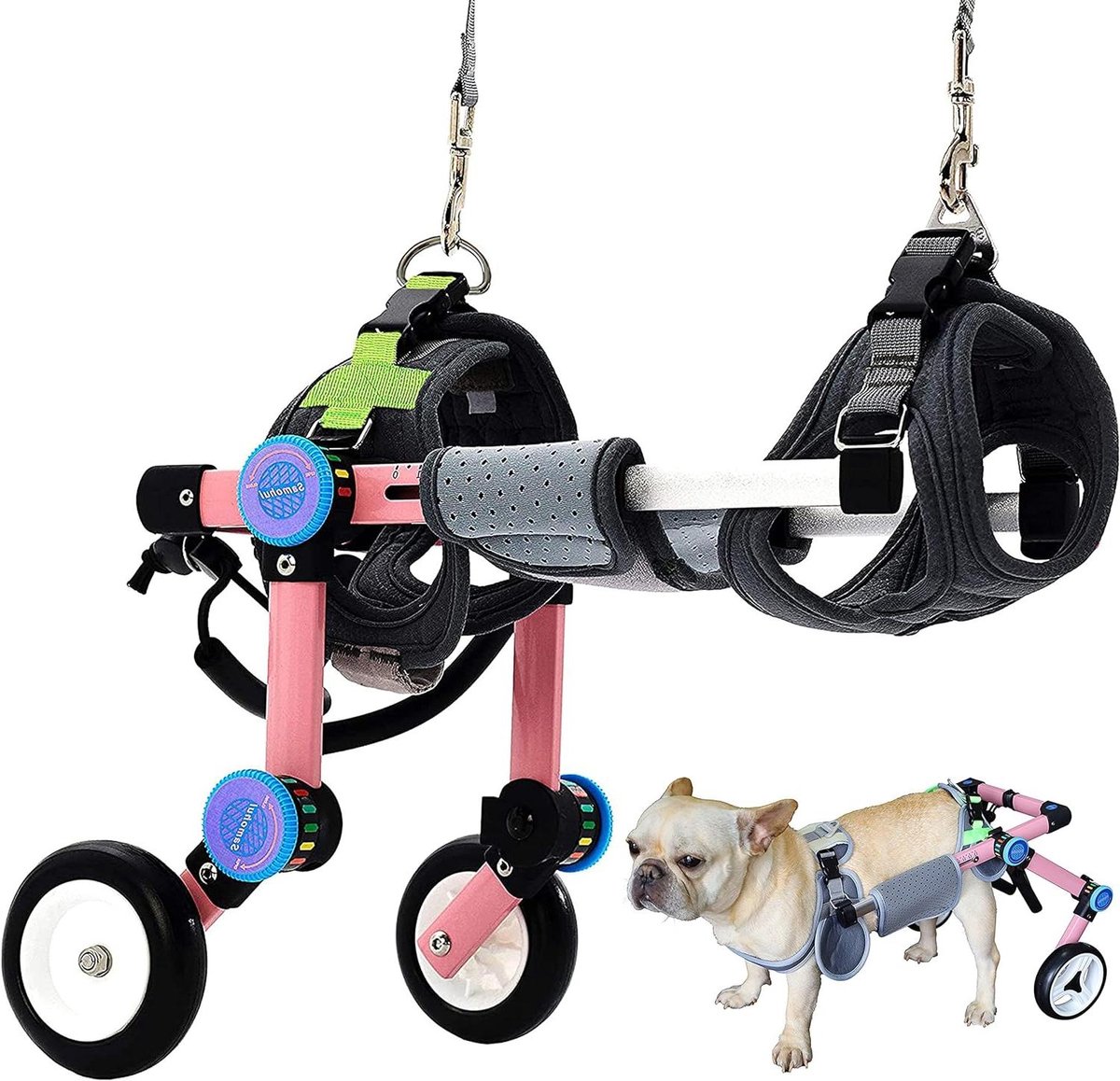 Honden Rolstoel - Hulpmiddel Honden - Revalidatie Lopen - Verstelbaar Frame - Diverse Maten - Zilver