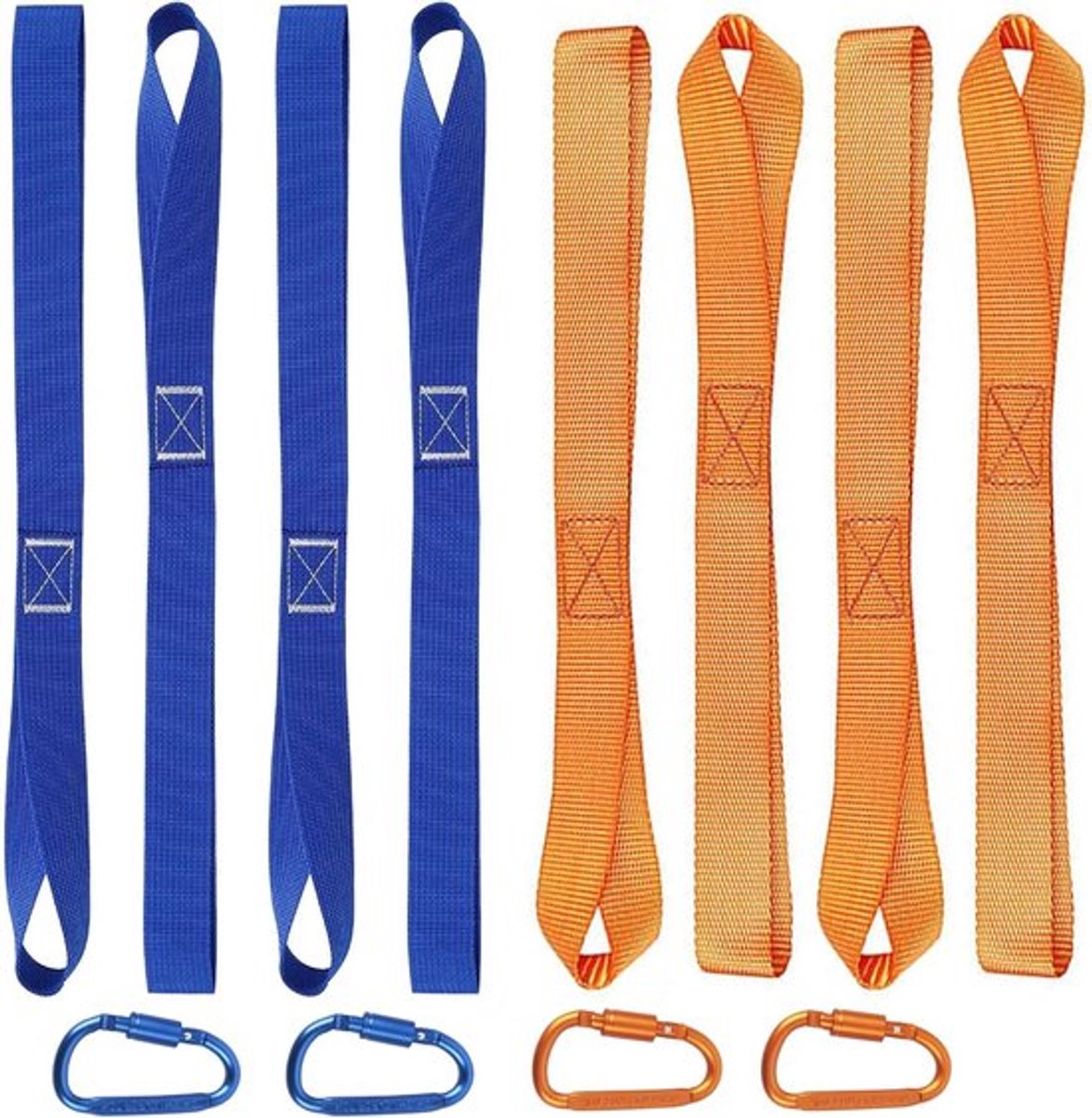 Set van 8 stevige spanbanden van 40.5 cm x 2.5 cm met 4 karabiners voor veilig transport van motoren en lasten