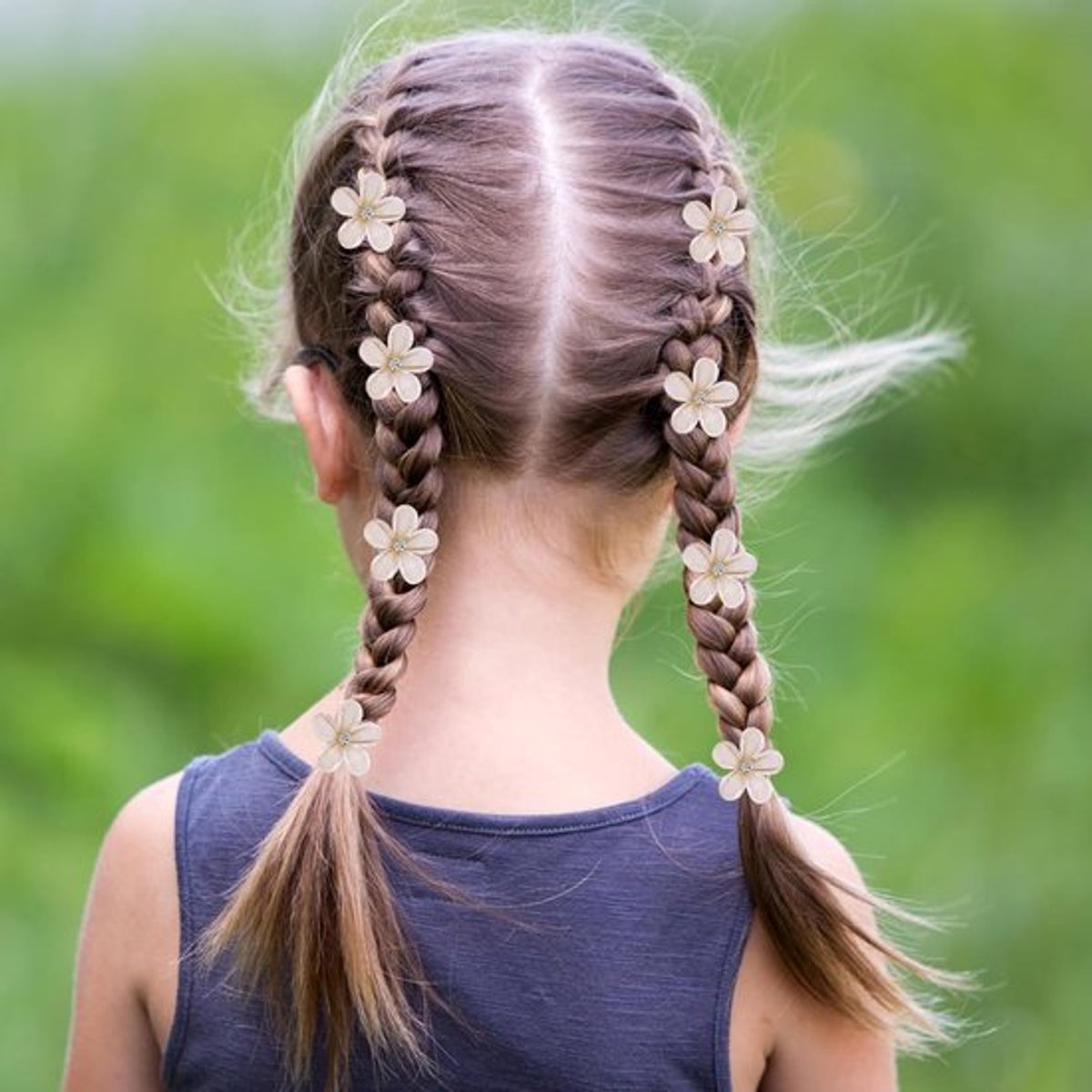 Mini Haarspeldjes met Bloemenpatroon, Kleine Kristallen Haarclips voor Vrouwen en Meisjes, Schattige Accessoires voor Bruiloften en Feestjes - 16 Stuks Beige
