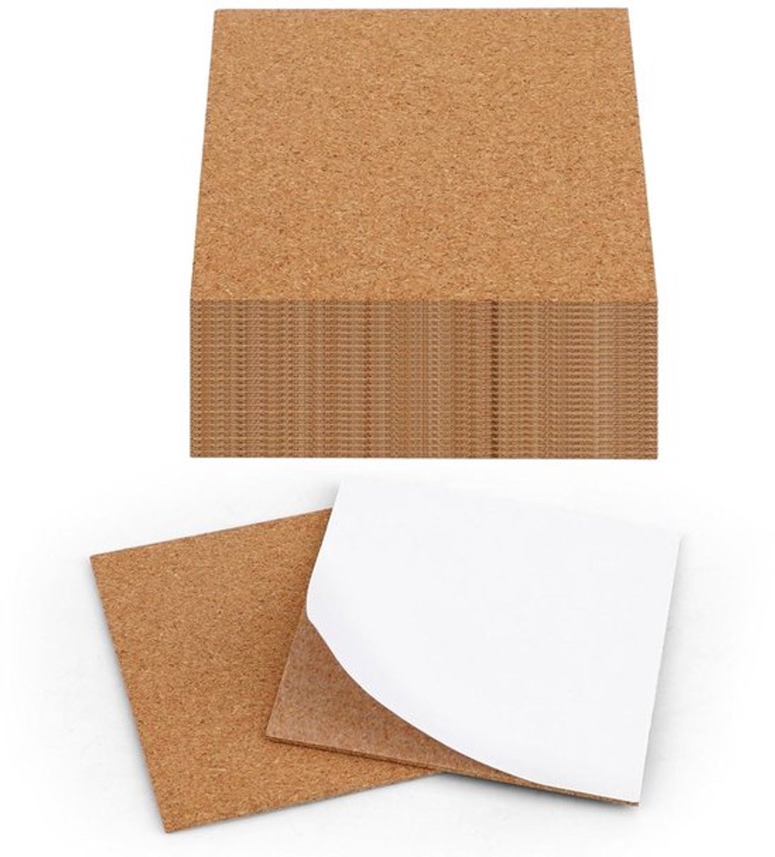 24 Stuks Zelfklevende Kurkbladen 10x10x0.3cm voor Coasters, DIY Projecten en Plantenonderzetters