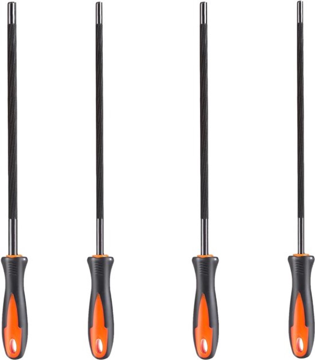 Set van 4 Vijl voor Kettingzaag met Handvat, Geschikt voor Elektrische Zaag en DIY Klussen, Beschikbaar in 4 Maten 3.2mm/4mm/4.8mm/5.2mm