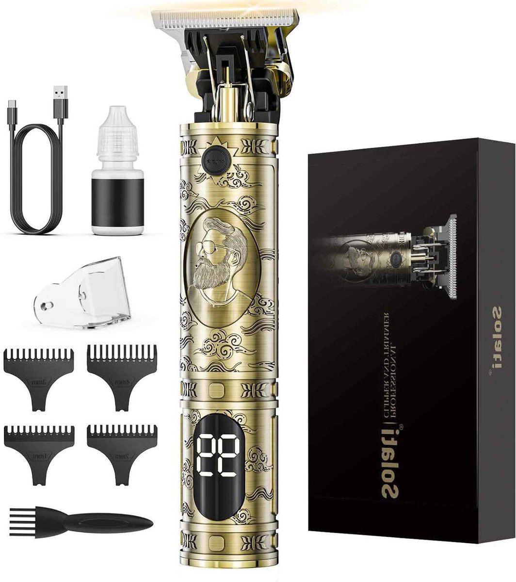 Tondeuse Mannen - Draadloze Trimmer - Thuis Kapperswerk - Geluidsarm LCD Scherm - 153 x 3 x 4 cm - Zwart