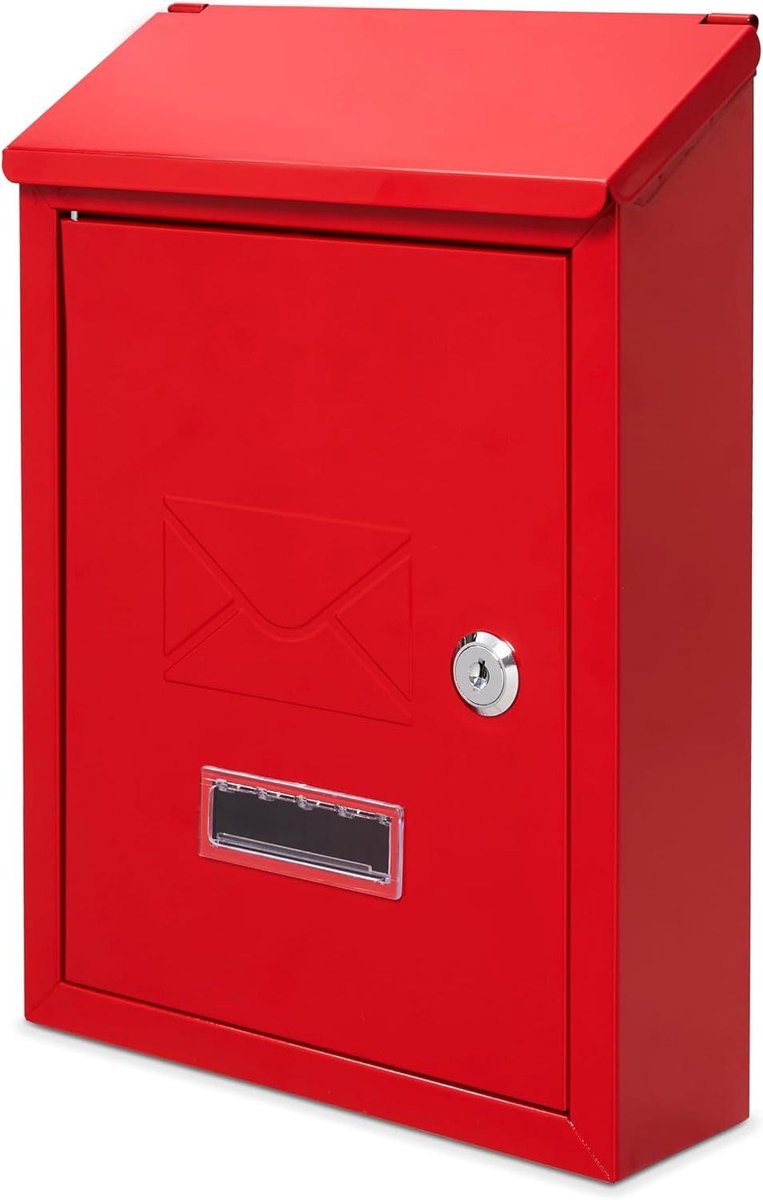 Wandbrievenbus - Postkast Buiten - Post Ontvangen - Afsluitbaar Met 2 Sleutels - 30 x 21 cm - Rood