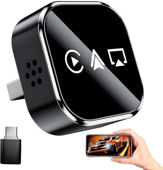 4-in-1 CarPlay-adapter - Ondersteunt CarPlay, Android Auto, AirPlay iOS en Mirrorlink Android - Zwart