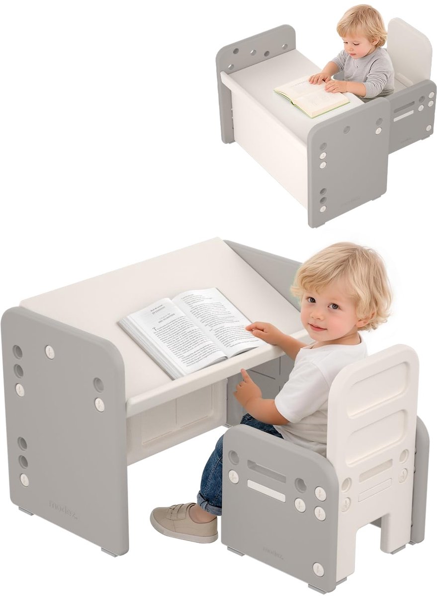 SnelShoppen - Hominewti Kindertafel met Stoel - Hoogte Verstelbare Tafel en Stoel - Multifunctioneel Bureau voor Lezen, Schrijven, Tekenen en Eten - G