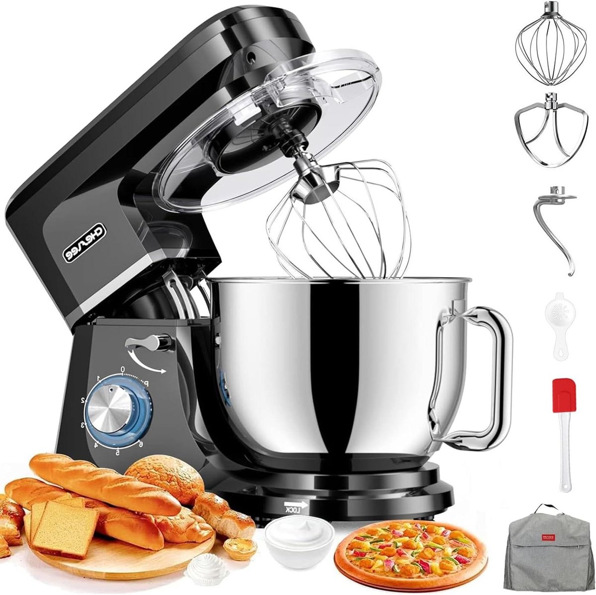 Keukenmachine - Food processor - Bakken en koken - Krachtige motor - 7.2L capaciteit - Zwart