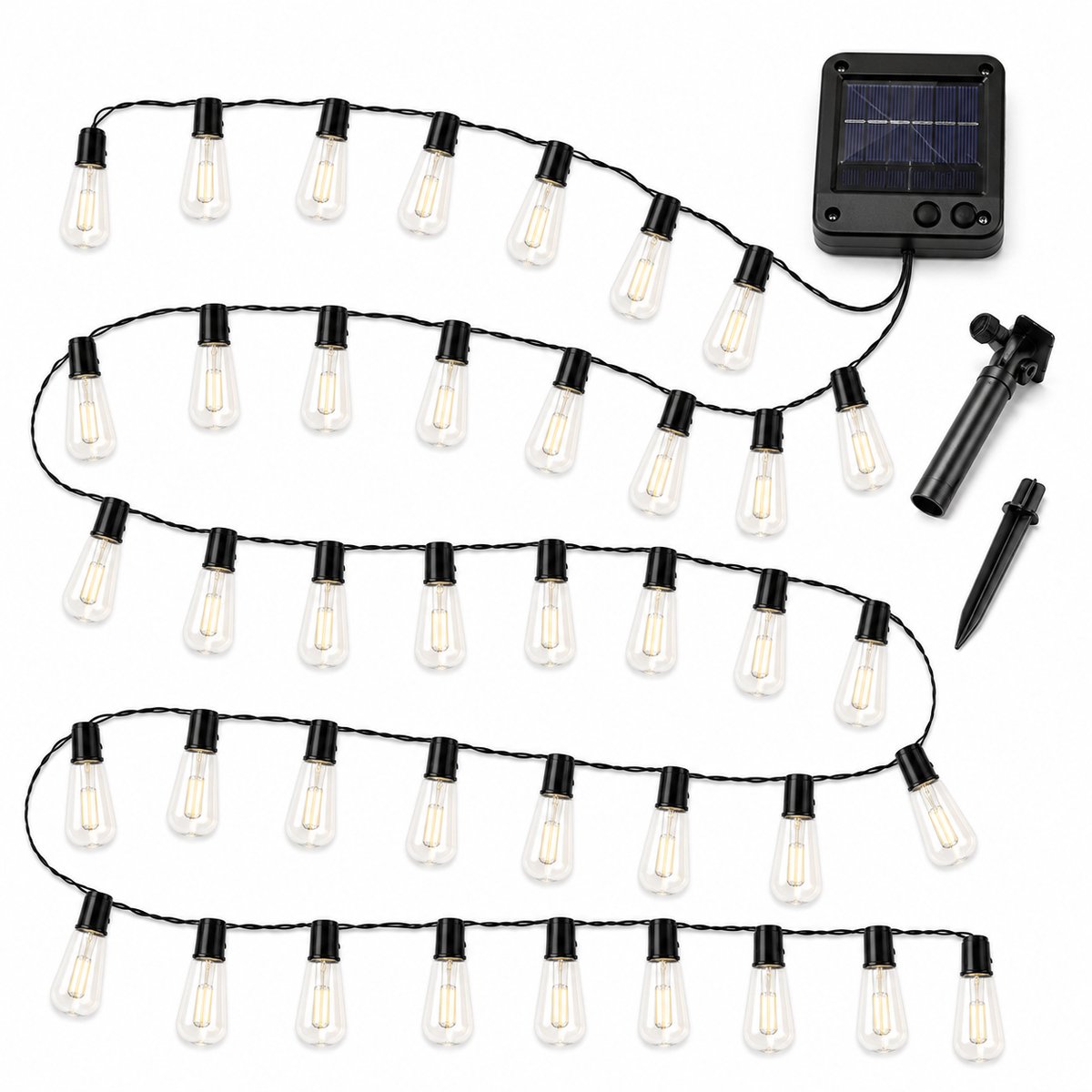 Gloovon® Solar Lichtsnoer Buiten - 10 Meter met 30 LED Lampjes - IP65 Waterdicht - Warm Wit - Prikkabel voor in de Tuin & Terras
