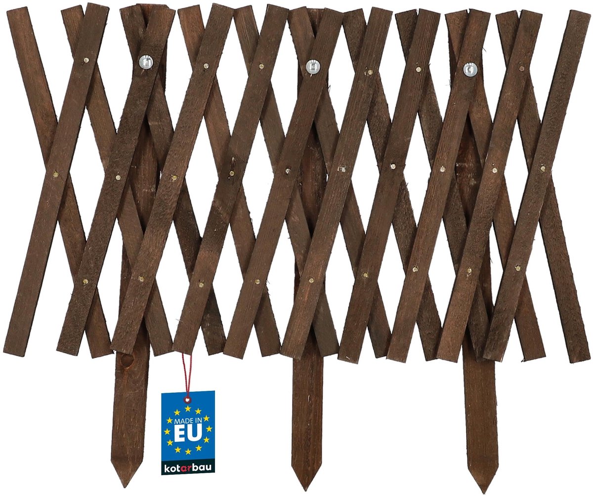 KOTARBAU® Bloembedrand - Tuinafscheiding - Houten Tuinhek 127 x 40 cm - Borderrand - Palissade - Uhuifbaar - Bruin
