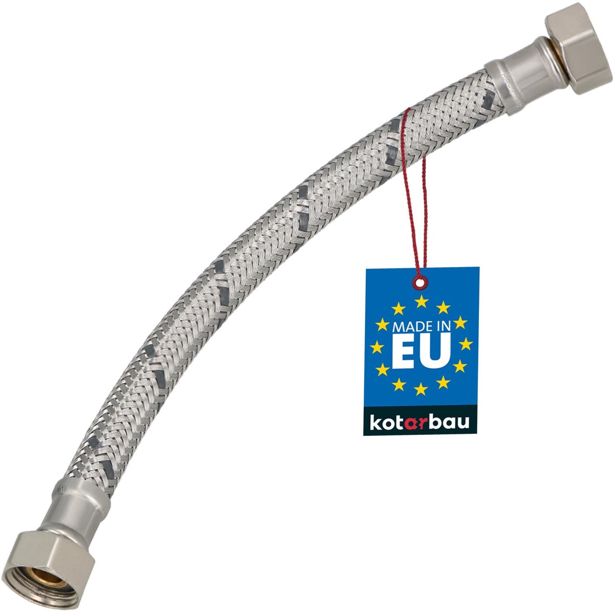 KOTARBAU® Flexibele Aansluitslang 3/8" x 3/8" - Flexibele Kraanslang 20 cm - Sanitaire Aansluitslang - Flexibele Verbindingsslang - Aansluitslang Armatuur - met Roestvrijstalen Vlechtwerk