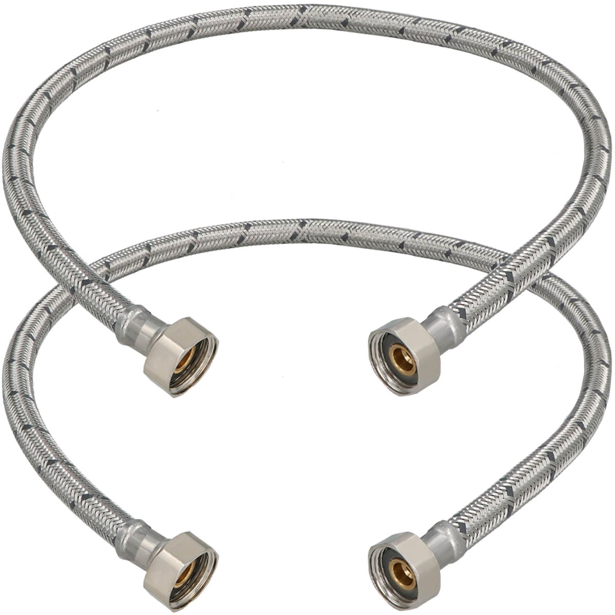 KOTARBAU® 2 Stuks - Flexibele Aansluitslang 1/2" x 1/2" - Flexibele Kraanslang 70 cm - Sanitaire Aansluitslang - Flexibele Verbindingsslang - Aansluitslang Armatuur - met Roestvrijstalen Vlechtwerk