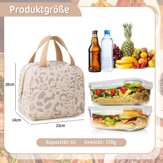 Mini-koeltas, klein, 6 l, lunchtas voor dames en heren, isolatietas, houdt warm en koud, draagbare lunchtas voor werk, lunch, school, kantoor, camping of reizen (beige) van MINI — afbeelding 2