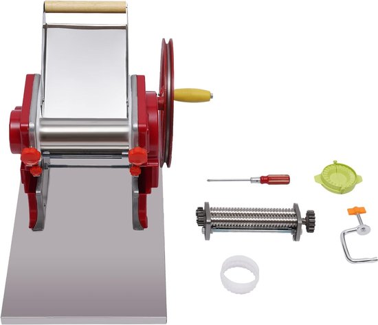 Handmatige pastamachine voor verse pasta, roestvrijstaal, deegmachine met instelbare dikte 0,5-5 mm, ideaal voor 5-10 personen — afbeelding 5