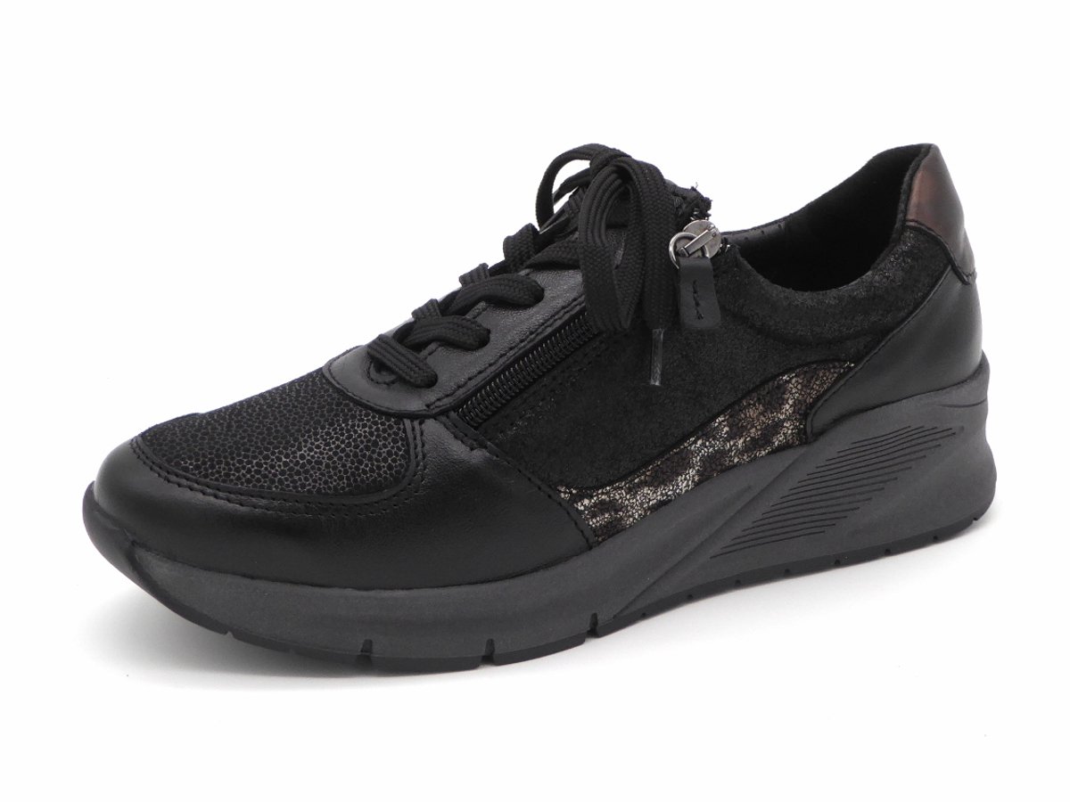 Sens Dames Sneaker - 1657-12945-002 Zwart/Combi - Wijdte K - Maat 37