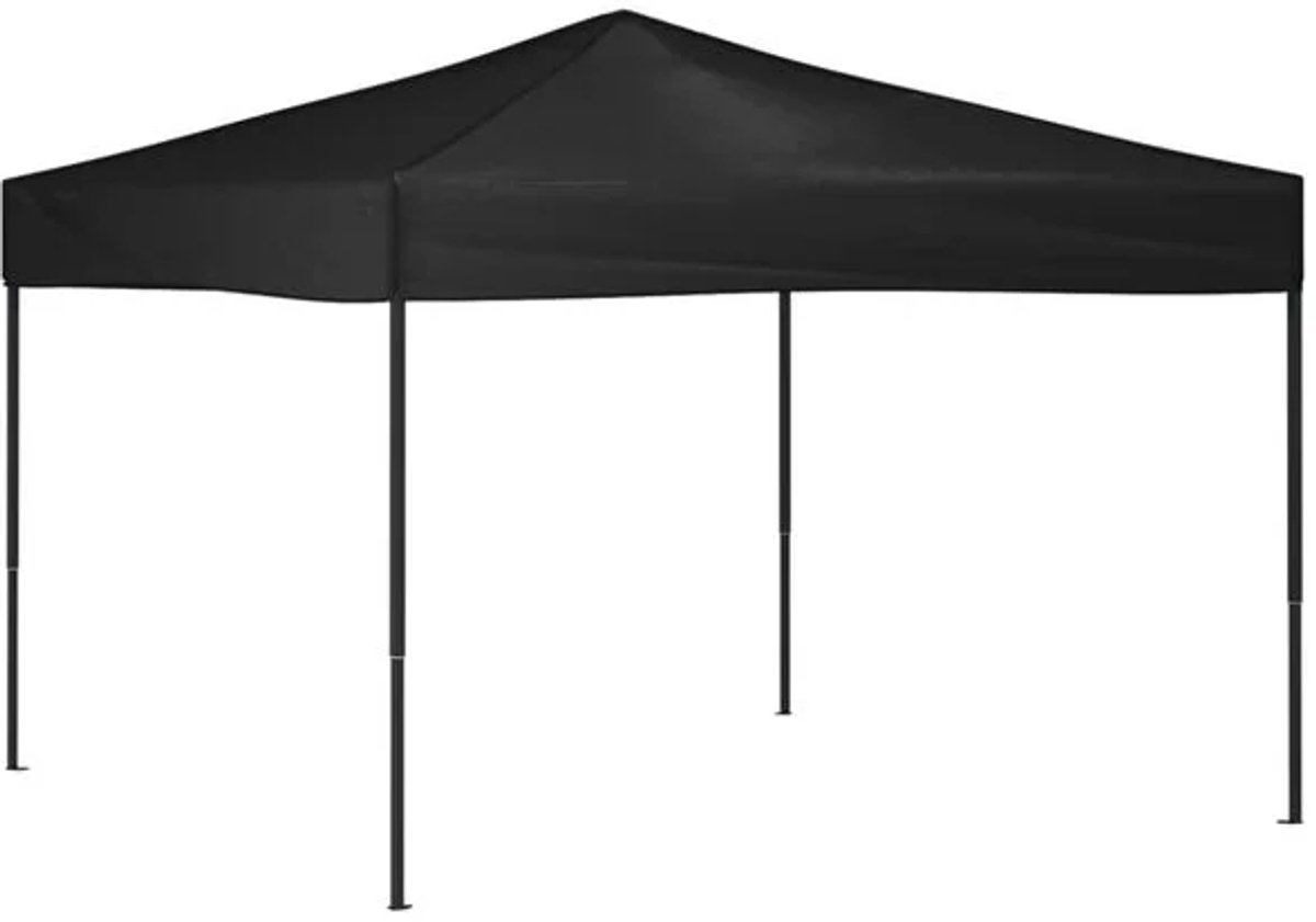 Partytent - 3x3 m - Zijwanden - Easy Up - Paviljoen - Opvouwbaar - Waterdicht - Weerbestendig - Zwart