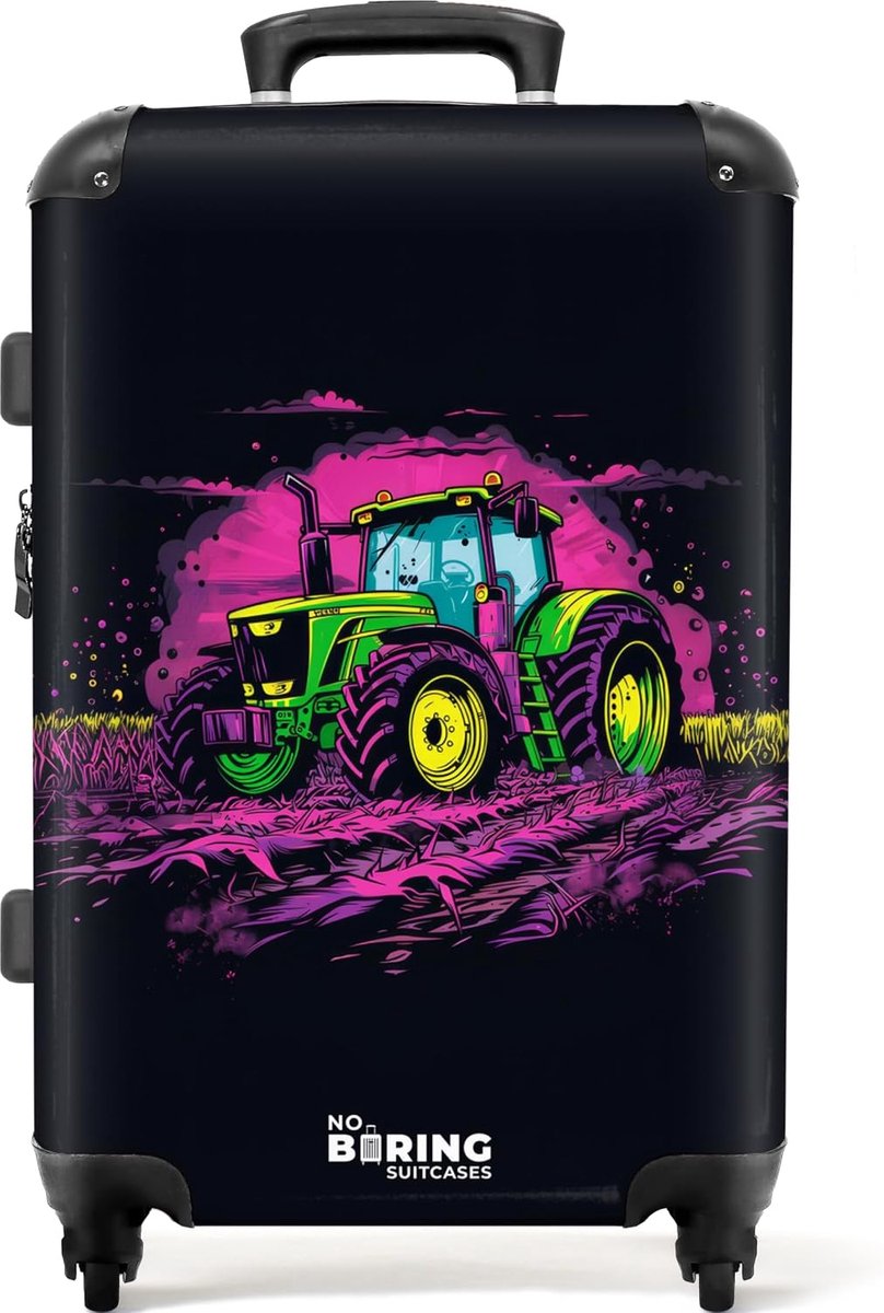 SnelShoppen - Kindersuitcase Tractor Neon - Ruime Kinderkoffer 72L - Lichtgewicht 3.35 kg - Perfect voor Vakantie en Weekendjes Weg - 67x43x25 cm