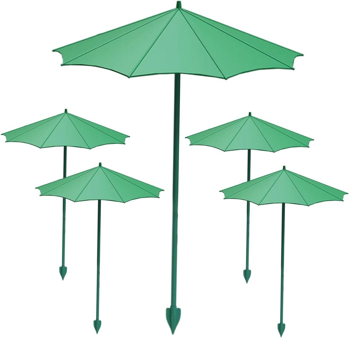 Plantenparaplu Set - Scherm voor Planten - Bescherming Tegen Zon - Set van 5 stuks - 44 cm hoogte - Groen
