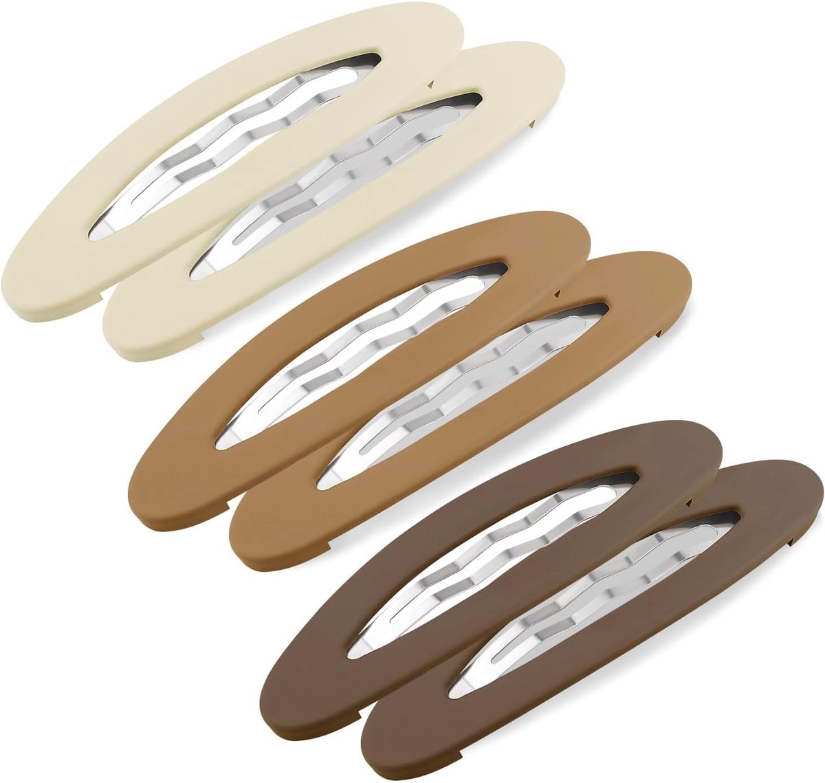 SnelShoppen - 6 Stuks Grote Snap Haarspelden Beige Matte Haaraccessoires voor Dames en Meisjes, 9cm Lang, Duurzaam en Stijlvol voor Elke Gelegenheid