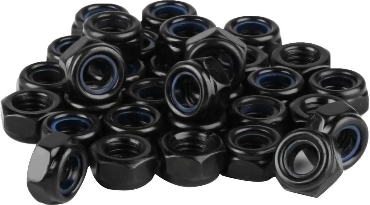 M5 Moeren Set 50 Stuks - Zelfborgende Moeren Zwart - RVS 304 - Duurzaam en Corrosiebestendig - ShopVlot