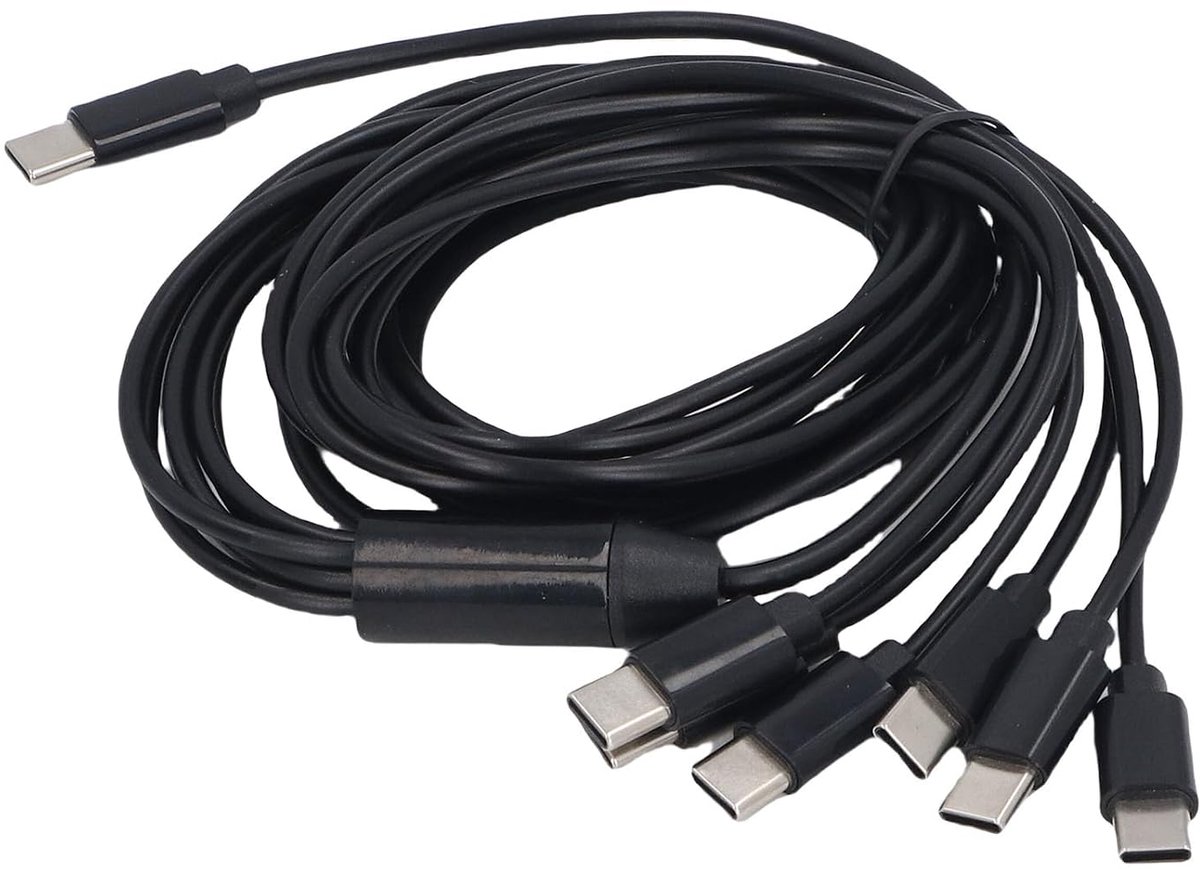 SnelShoppen - 6 In 1 USB C Splitter Kabel, USB C Tot 6 USB C Snelle Oplader Kabel, Type C Multi Oplaadkabel Voor Alle USB C Apparaten, Smartphones, Ta