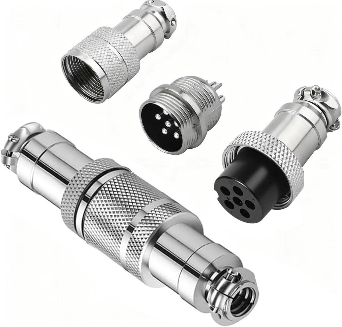 SnelShoppen - 2 Stuks GX12 6-Pin Luchtvaart Plug, Metaal Paneelmontage Stekker, 12mm, Voor Laswerk, 5A, 125V, Voor Communicatie, Transport, Elektronic