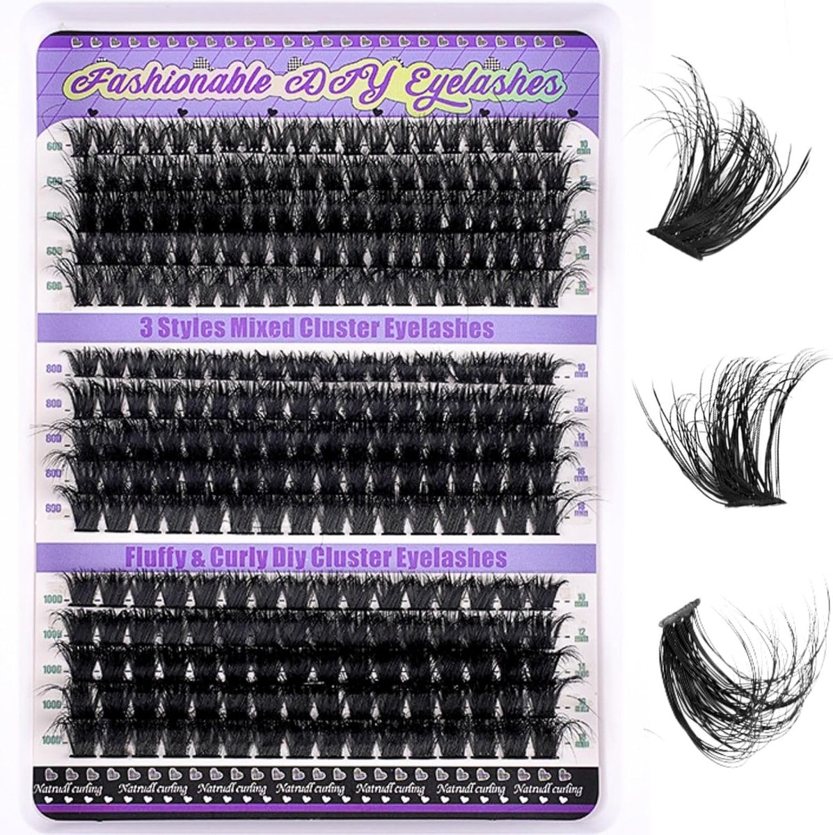 SnelShoppen - 270 Stuks Individuele Wimpers 60-80-100D Cluster Wimpers Kit Fluffy Russische Wimperextensions Duurzame Wimperclusters voor Dames (10-18