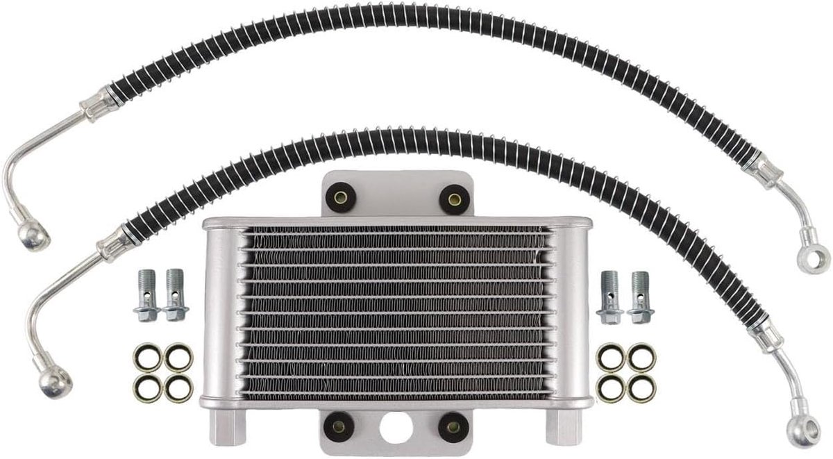 SnelShoppen - 180ml-200ml Oliekoeler met Vloeistofslangen Kit Vervanging voor GY6 Motor - Eenvoudig te Installeren, Duurzaam en Efficiënt