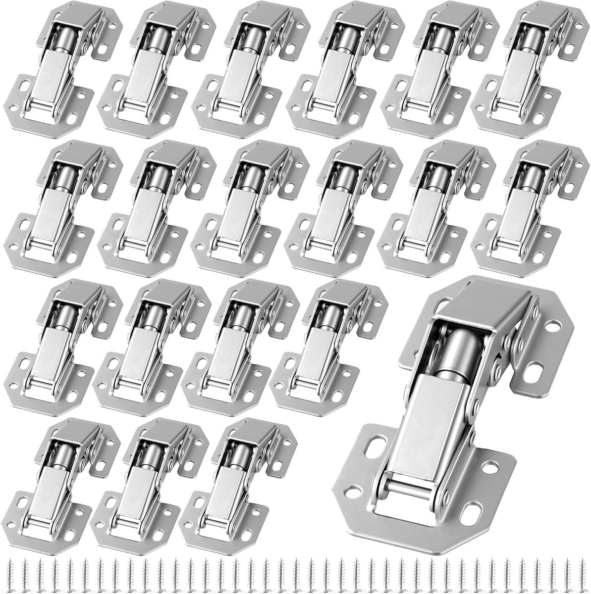 SnelShoppen - 20 stuks kastscharnieren met 160 schroeven, multifunctionele softclose scharnieren voor keukenkasten en slaapkamerkasten - Duurzaam koud