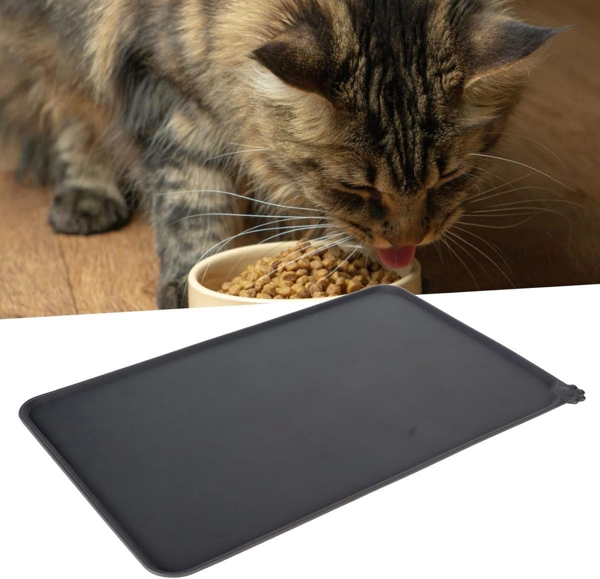 Bowl Placemat - Feeding Bowl Mat - Placemat Dog or Cat Pets - 47 * 29 - Waterproof - Black - ShopVlot