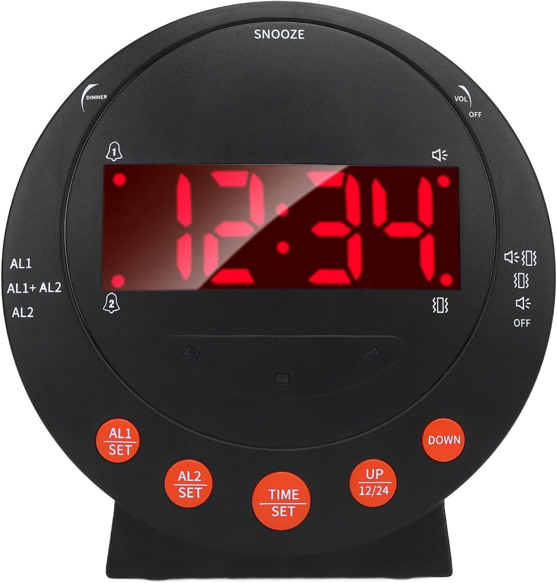 SnelShoppen - Extra Luide Wecker met Vibrator en 3.74" Scherm, Dubbele USB Oplader, Traploze Volume Controle voor Zware Slapers of Slecht Horenden