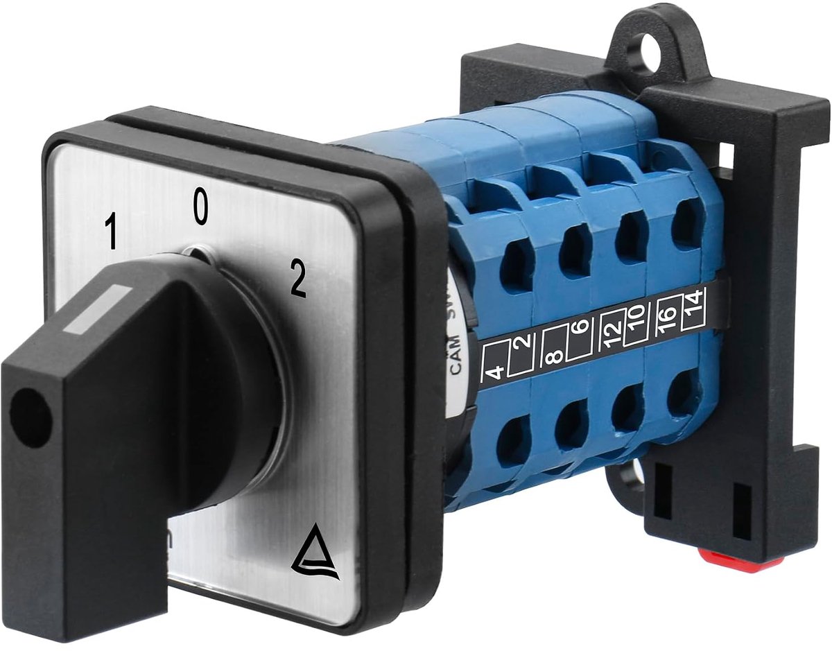 SnelShoppen - Universele Cam Schakelaar LW28-20/D404.4-B11R, 660V 20A, 3 Posities, 4 Fases, 16 Klemmen, CE/TUV Goedgekeurd, Voor Flexibel Gebruik