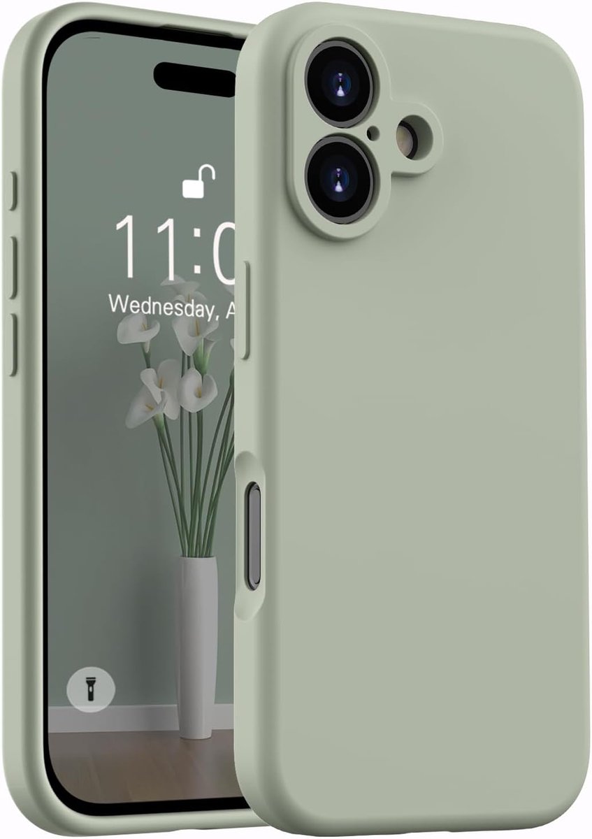 SnelShoppen - Matte Hoes voor iPhone 16, Ultra Dun Microvezel Vloeibaar Silicoon Gel Rubber, Krassenbestendig, Schokbestendig, Allround Bescherming, 6