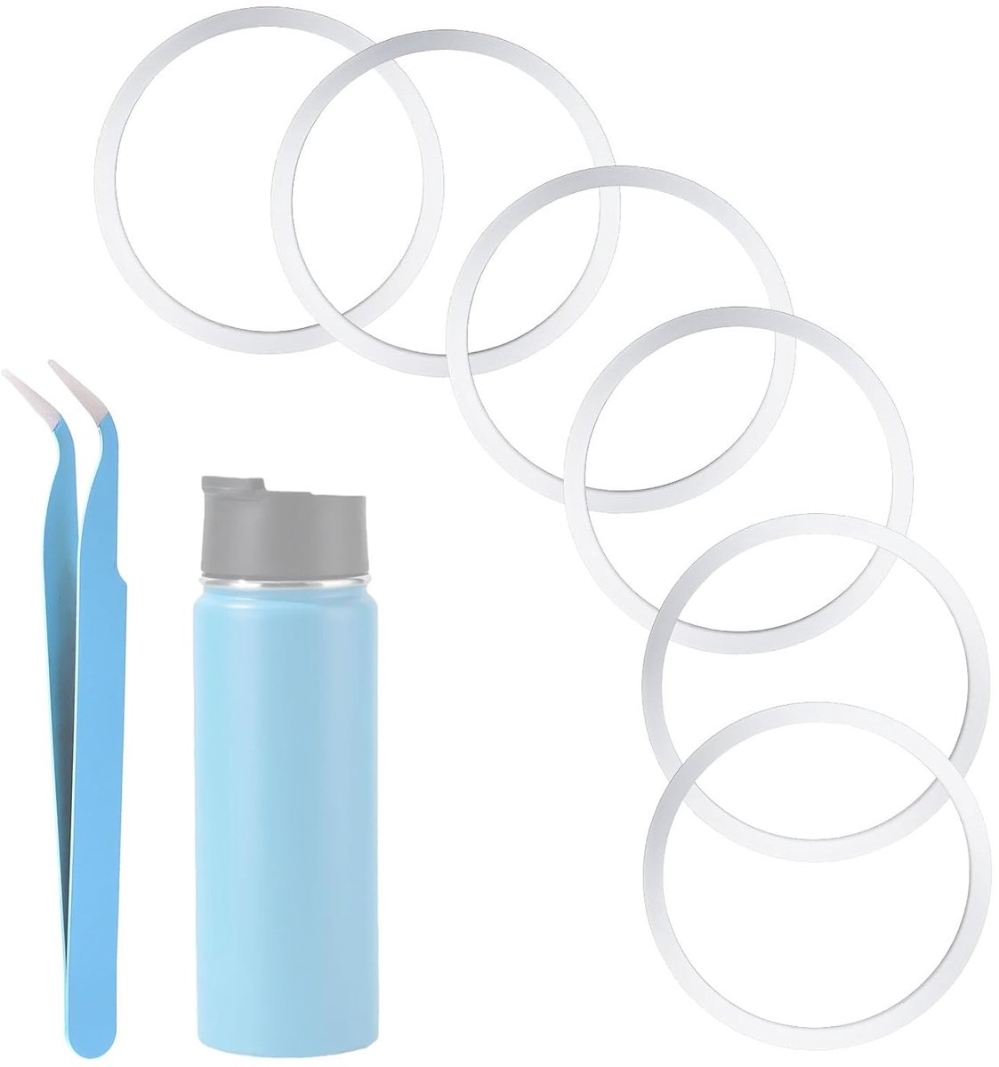 SnelShoppen - 6 Stuks Vervangende O-Ringen voor Hydro Flask Brede Mond Flipdeksel, Siliconen O-Ringafdichting, Lekbescherming met Tangen voor 12/16/24