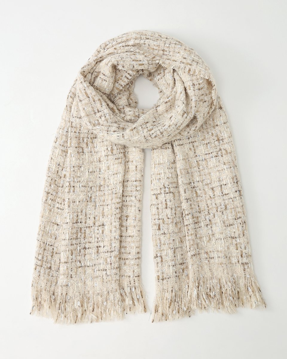 Nouka - Dikke Winter Sjaal - Beige - met Subtiele Glitter - Herfst Kleuren - Cadeau voor Vrouwen - 50 x 180 cm
