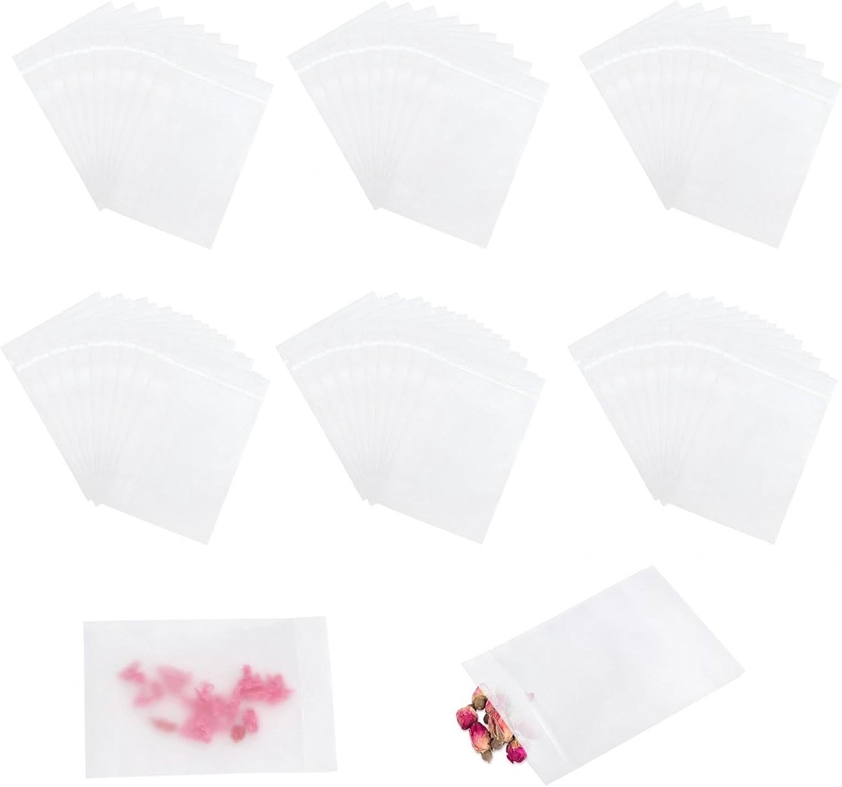 SnelShoppen - 150 Stuks Ritszakjes, Kleine Zakjes, Herbruikbare Tassen, Plastic Zakjes voor Kleine Voorwerpen, Sieraden, Sluitzakjes, Mini Tassen, Mat