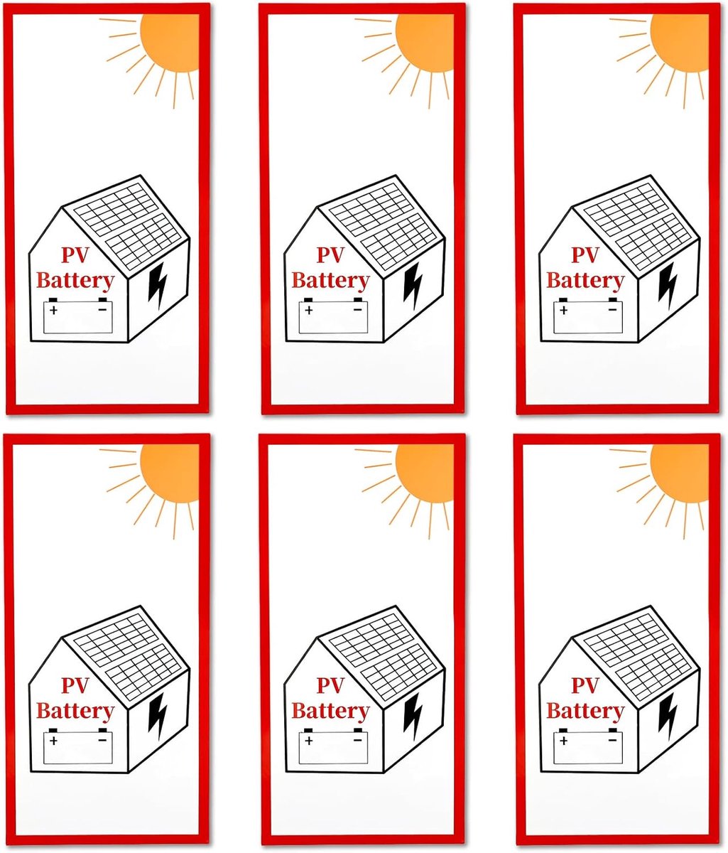 Sticker PV System Notification-PV Battery, 6pcs PV Sticker Fire Protection Board, PVC Strong Glue, Information Board - ShopVlot