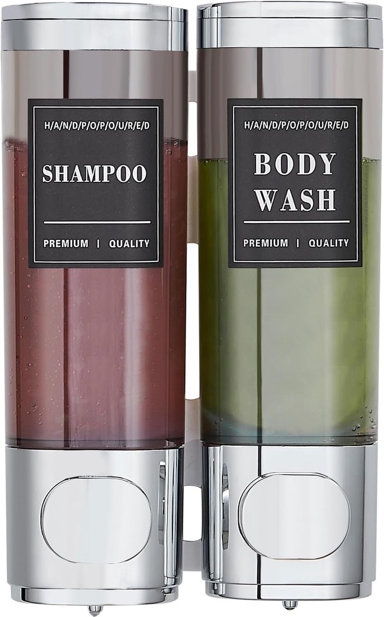 SnelShoppen - Douche Zeepdispenser Wandmontage Geen Boor - Shampoo en Conditioner Dispenser voor Douche - Grote Capaciteit Handzeepdispenser 300mlx2 -