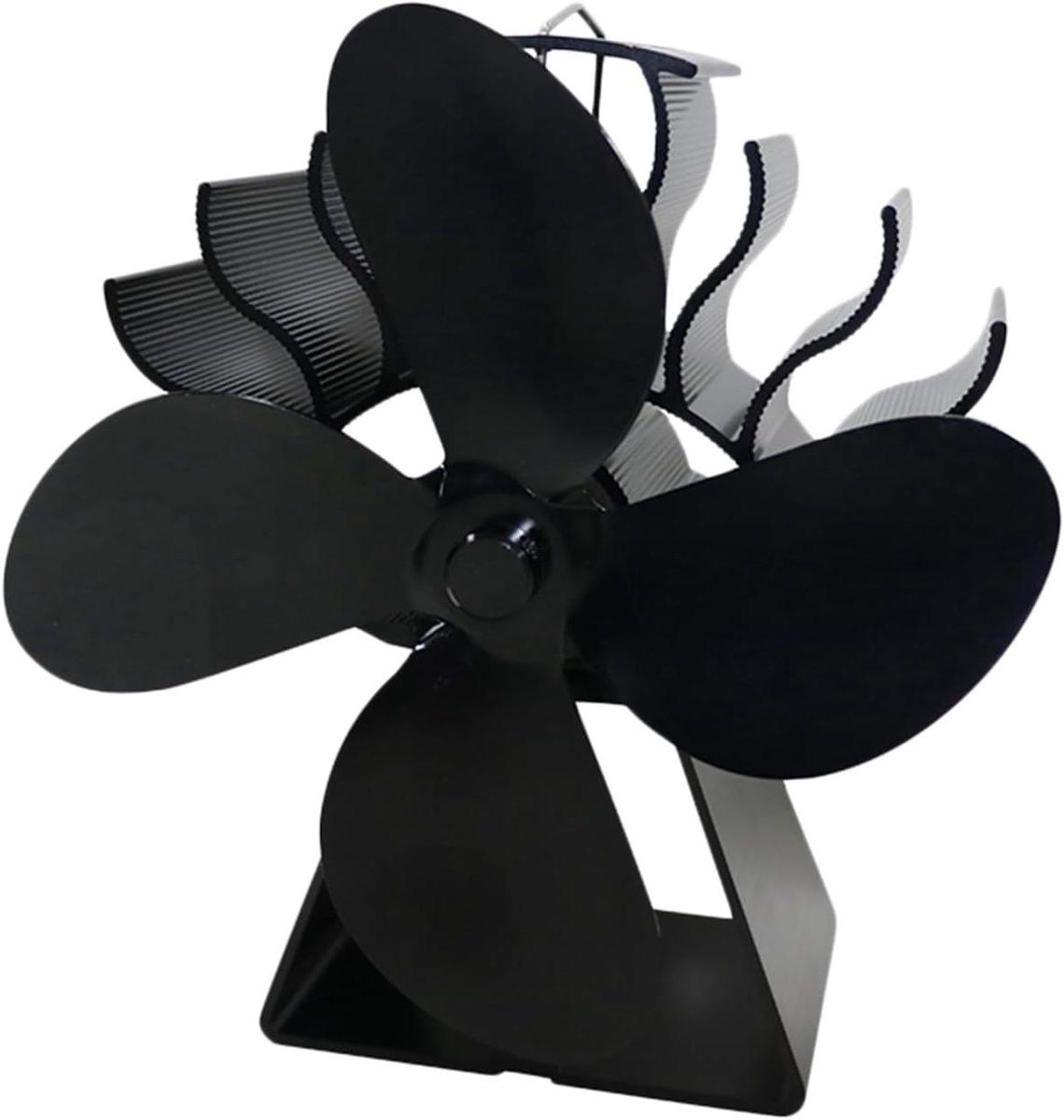 Houtkachel Ventilator - Eco Ventilator Kachel - Warmte Verspreiden - 4 Bladen - 18 x 10 x 19 cm - Zwart
