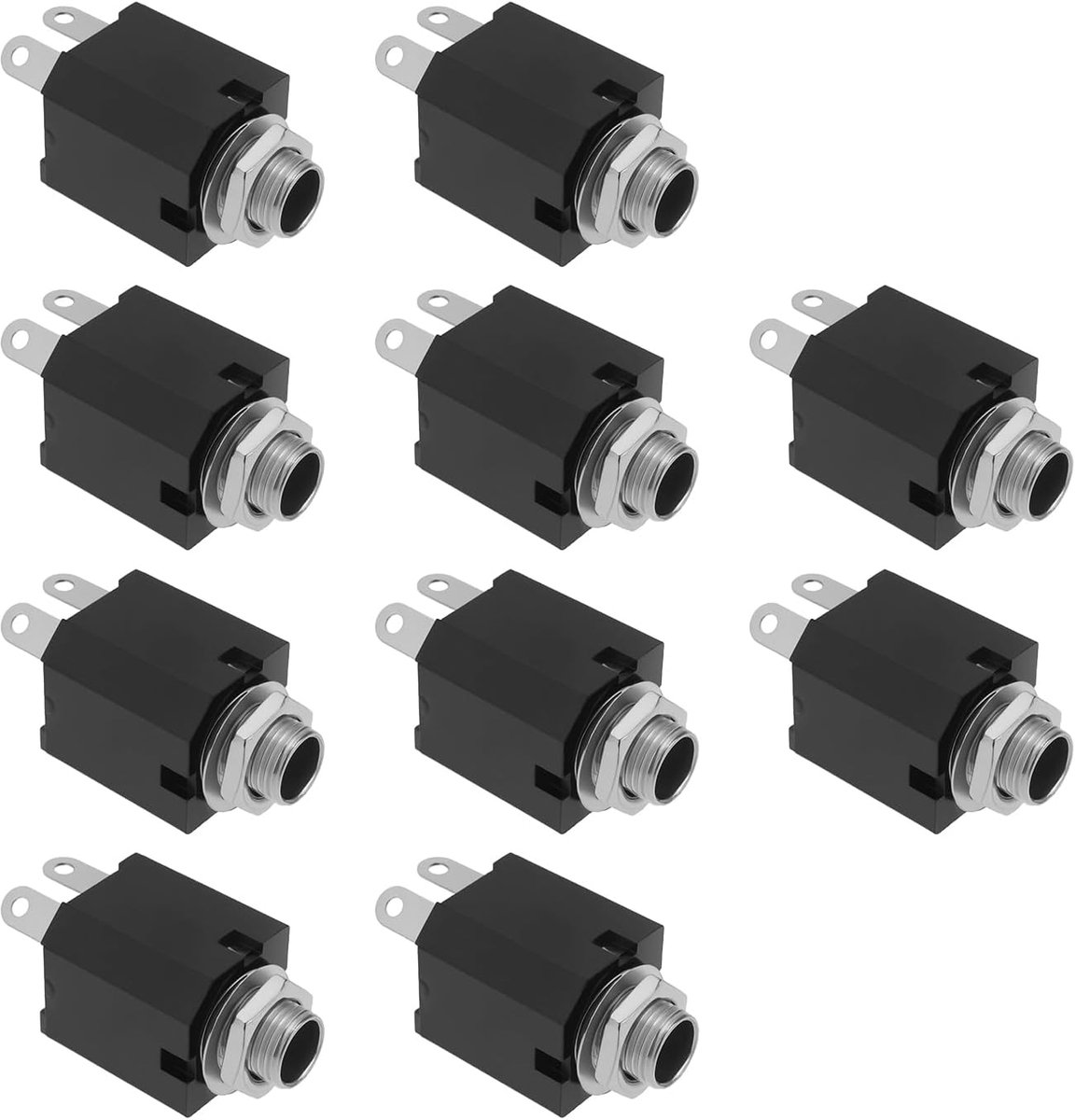 SnelShoppen - Set van 10 Stuks 3 Pin 6.35mm O-Plug Model PJ-612 Open Mono Jack met Moer voor Microfoon en Versterker, Hoogwaardige Audio Connectoren