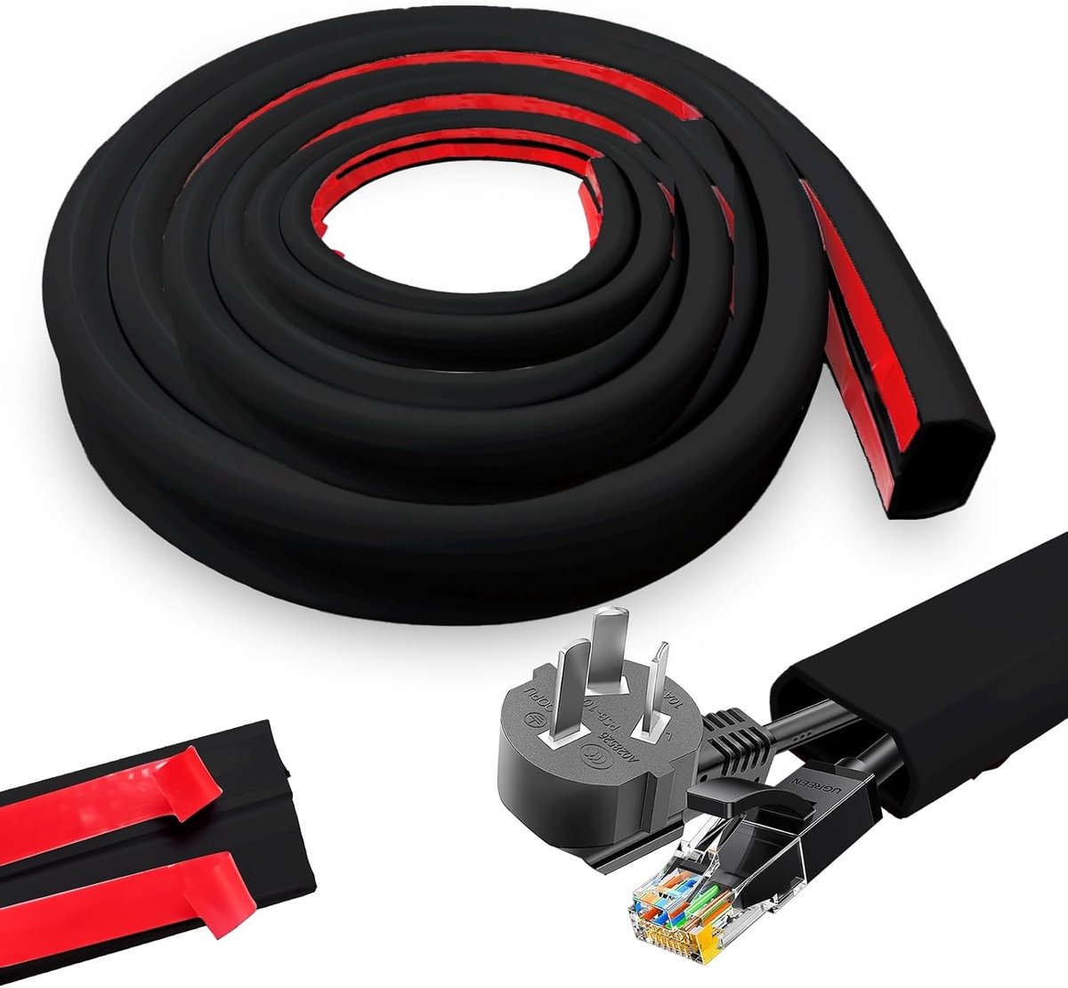 SnelShoppen - Zelfklevende Kabelgoot 6 m x 25 mm - Zwarte Kabelbescherming voor Thuis, Kantoor, Magazijn, Hotels - Kabelbeheer en Veiligheid