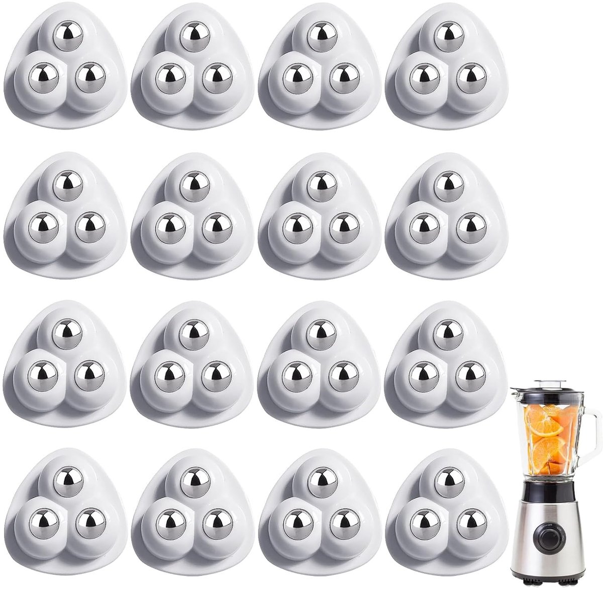 SnelShoppen - 16 Stuks Mini Meubelwielen, Zelfklevende 360 Graden Draaibare Wielen, Meubelwielen met Transferballen, 3 Kralen voor Kleine Apparaten, D