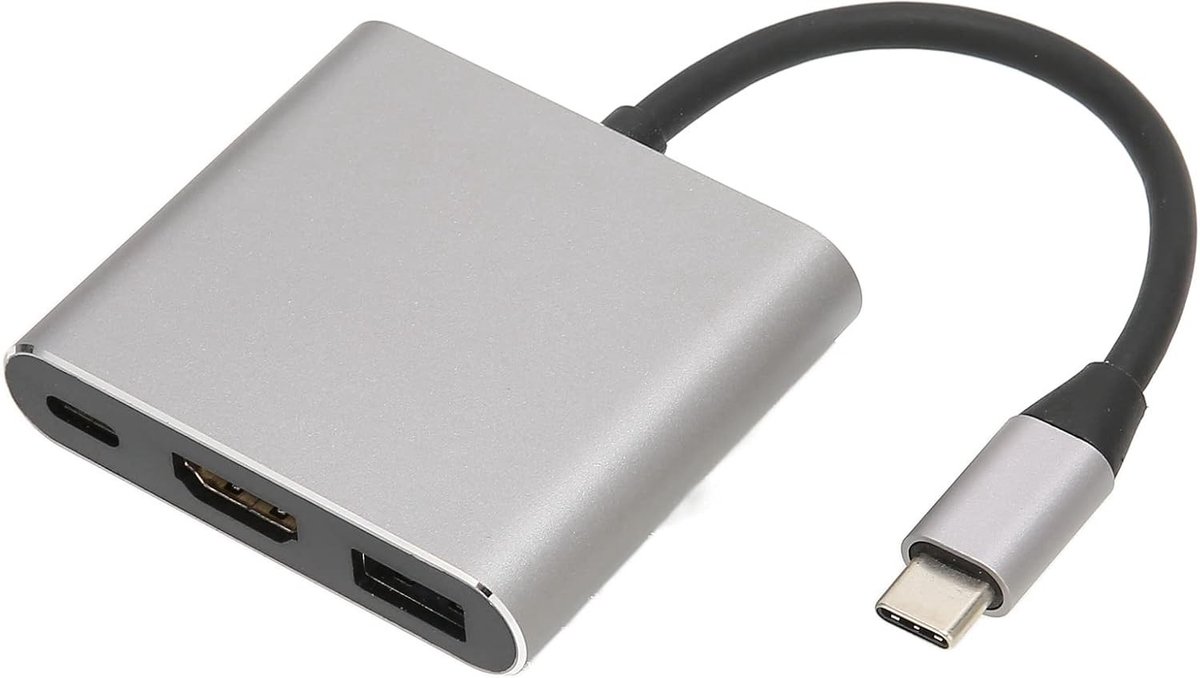 USB C Hub - Zwart - 3 Poorten - Met 4K HDMI, USB 3.0 en 60W Power Delivery - Voor Laptops en Type C Apparaten