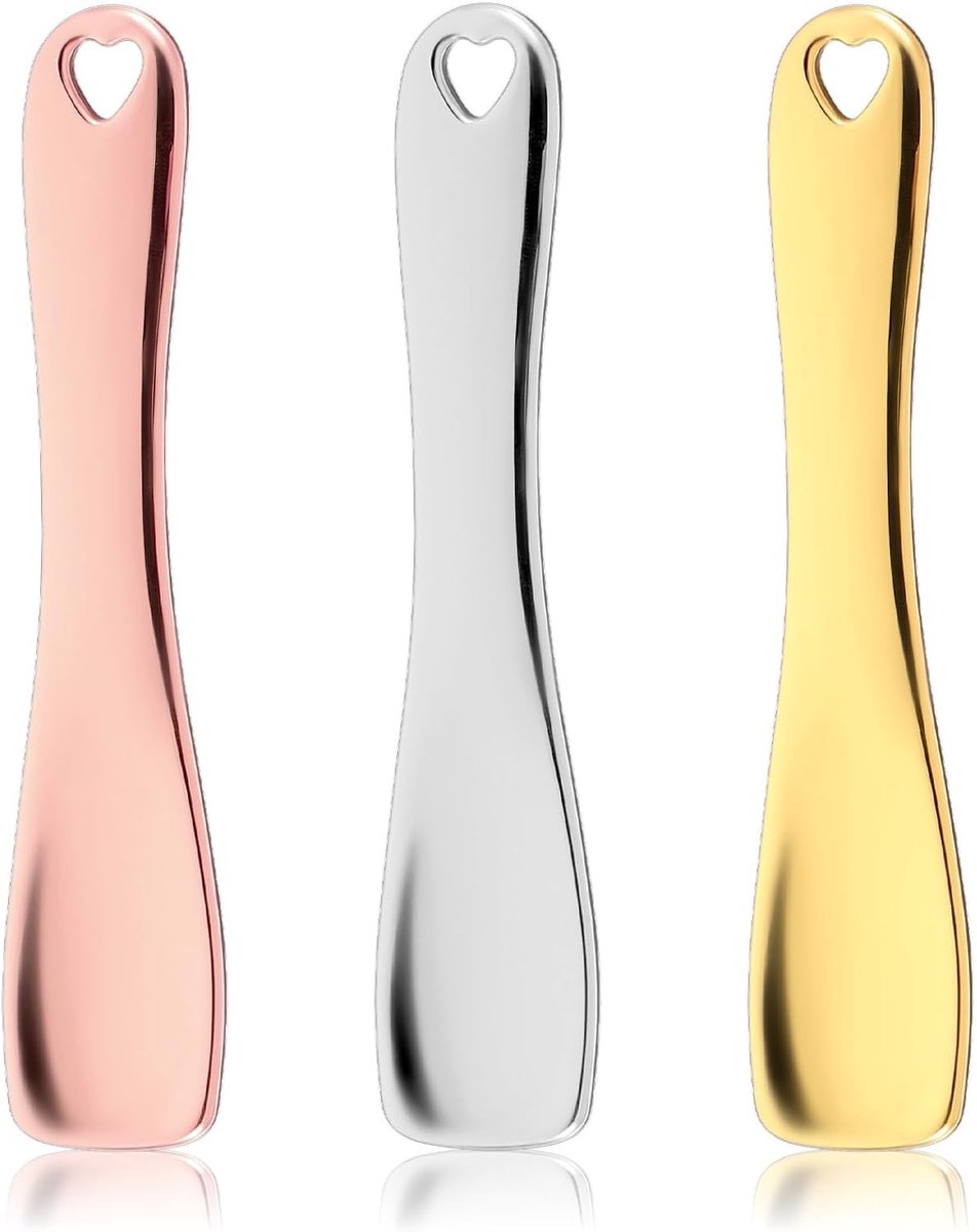 Set van 3 Huidverzorgingsspatels van Zinklegering, Mini Lepels voor Crème en Lotion, Perfect voor DIY Maskers en Schoonheidsbehandelingen