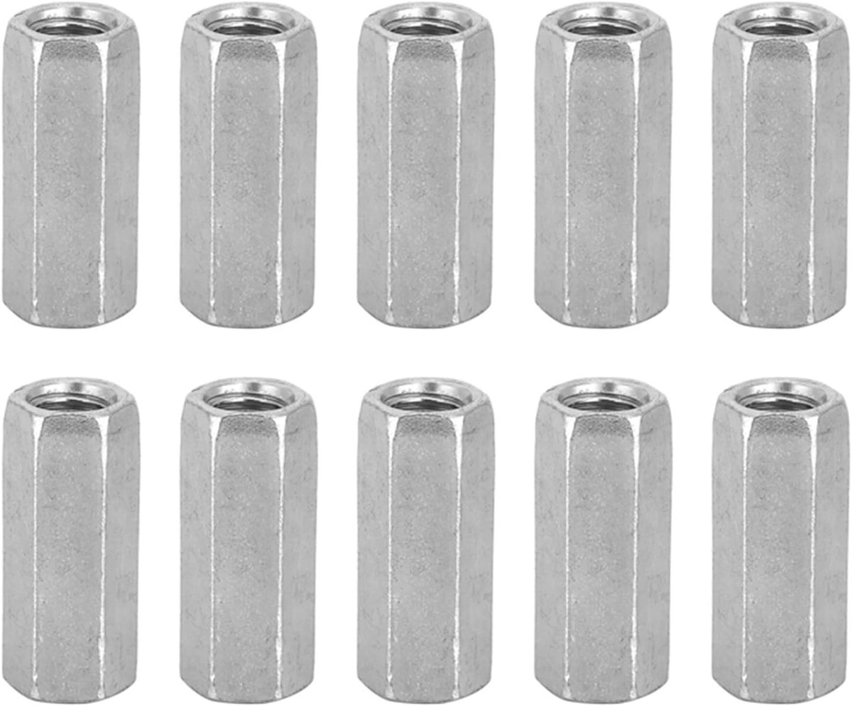 SnelShoppen - Hex Moeren M8 x 30, Gegalvaniseerd Staal, 10 Stuks, Lange Stangmoeren voor Industrieel Bevestigen, Duurzaam en Betrouwbaar