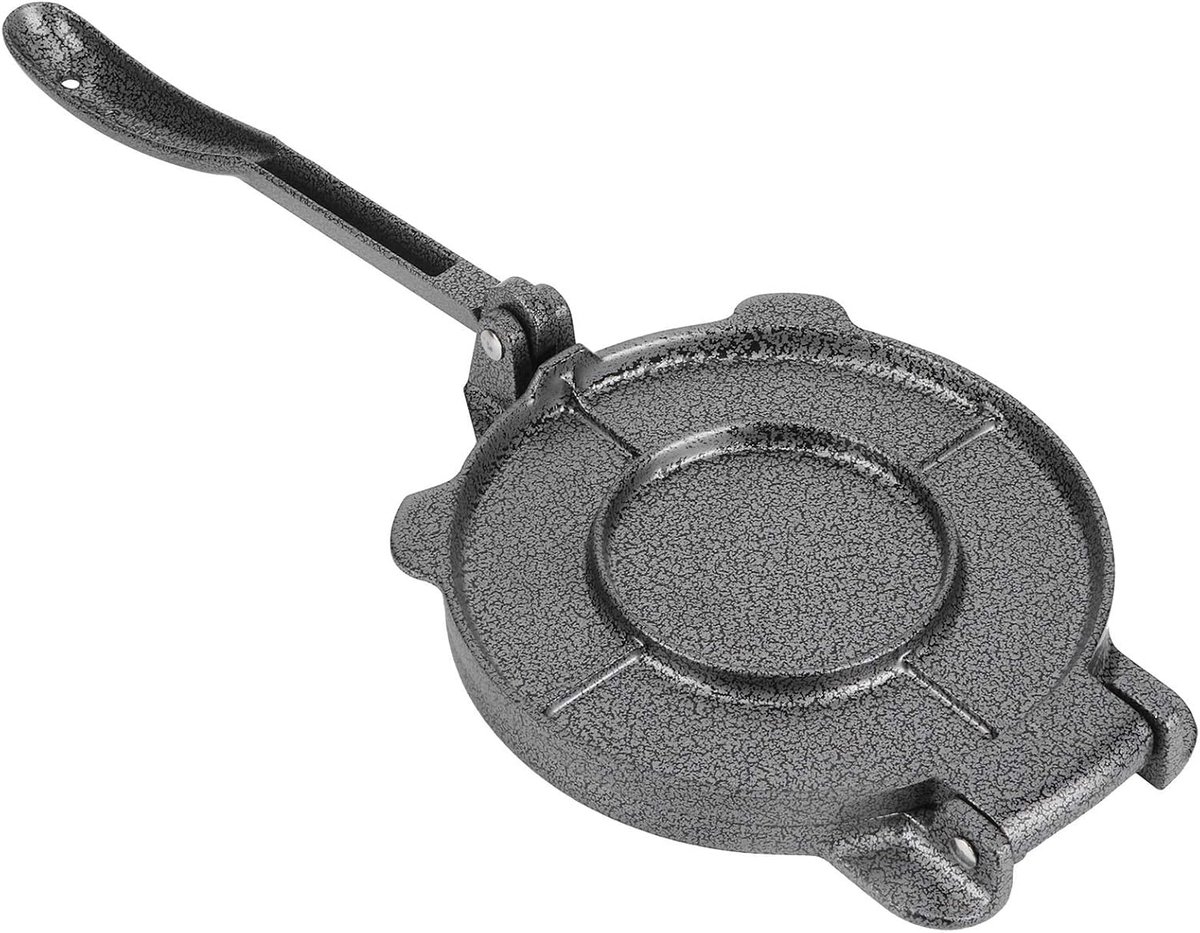 SnelShoppen - 6.5 inch gietijzeren tortilla pers, non-stick aluminium alloy tortilla deeg pers, multifunctionele keukentools, grijs