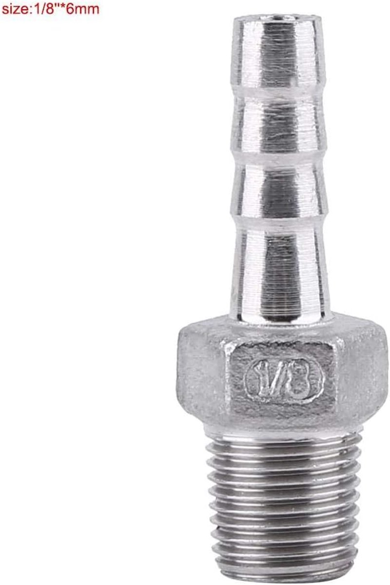 SnelShoppen - RVS SS304 Mannetje Draad Slangverbinding BSP 1/8 tot 3/4 voor Chemische, Heet Water en Mechanische Leidingen
