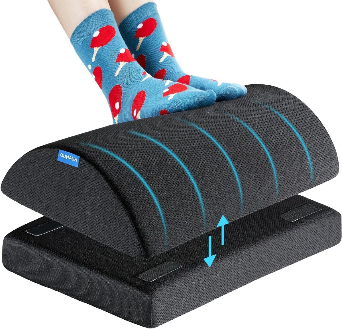 Verstelbare Voetensteun - Ondersteuning Voeten - Comfortabel Werken - Dubbele Hoogte - 46 x 29 cm - Zwart