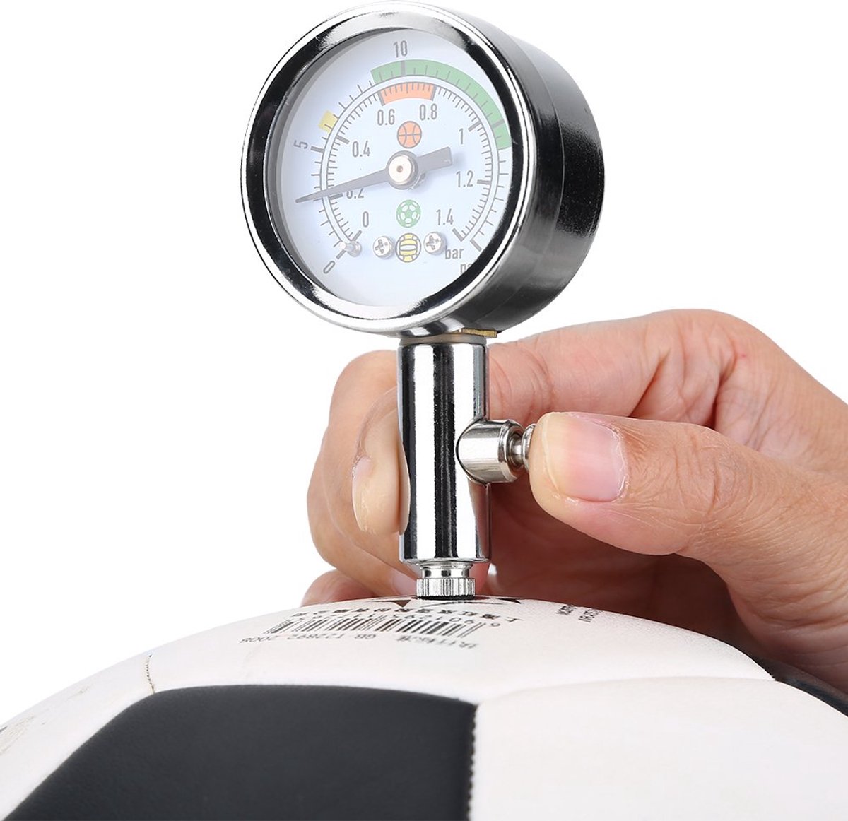 SnelShoppen - Ballen Drukmeter 0-1,4 Bar / 0-20 Psi voor Voetbal, Basketbal, Volleybal, Rugby en Andere Opblaasbare Ballen