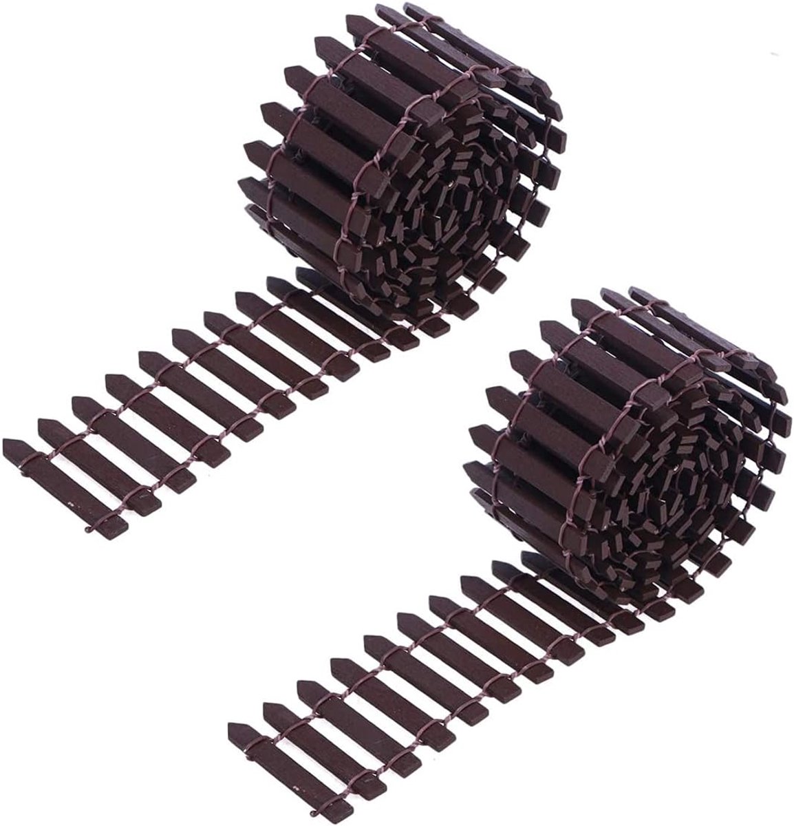SnelShoppen - 2Pcs Miniatuur Tuinhek Mini Hekje Houten Picket Fence Border Bonsai Klein Hek Tuin Decoratie Ornament (Bruin)