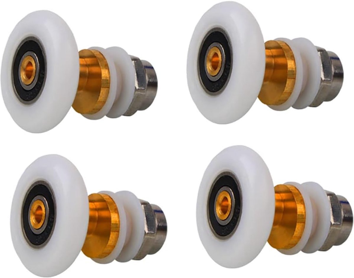 SnelShoppen - 4 Pack Douchedeur Rollen 27mm Diameter voor Glazen Schuifdeur, Vervangingsrollen met Sterke Draagkracht, Ultra-Stil, Eenvoudige Installa