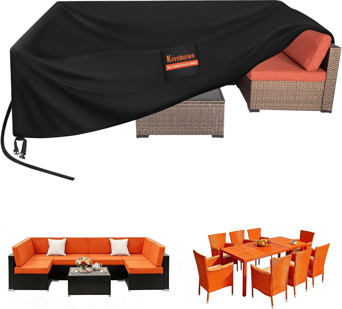SnelShoppen - Tuinmeubelhoes Waterdicht 242x162x100 cm - Oxford Stof - Heavy Duty - Winddicht - UV Bescherming - Voor Tuinmeubels, Rattan, Tafel, Stoe